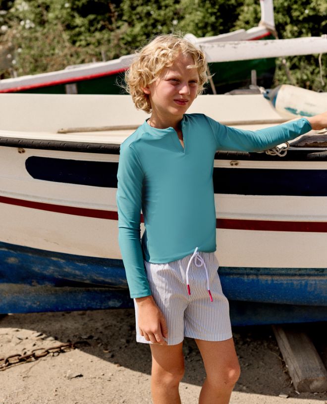 Haut t-shirt anti-UV pour enfant, garçon et bébé Oscar en Teal de CANOPEA