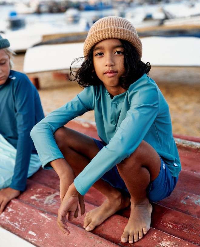Haut t-shirt anti-UV pour enfant, garçon et bébé Oscar en Teal de CANOPEA