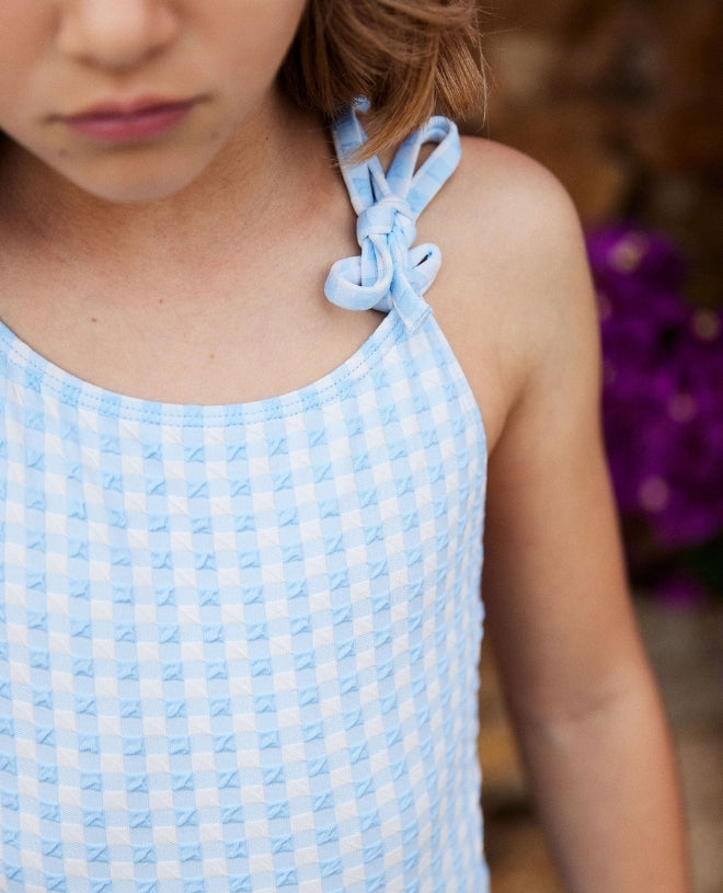 Maillot de bain Martha une pièce anti-uv imprimé Vichy Sky pour fille et bébé de Canopea