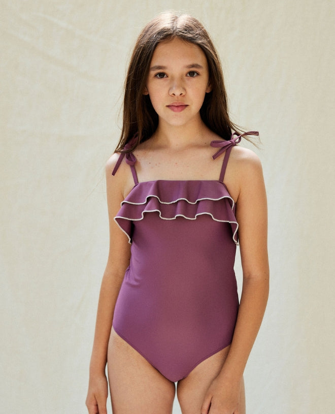 Maillot de bain une pièce anti-uv Fantine couleur pourpre pour fille et bébé de Canopea