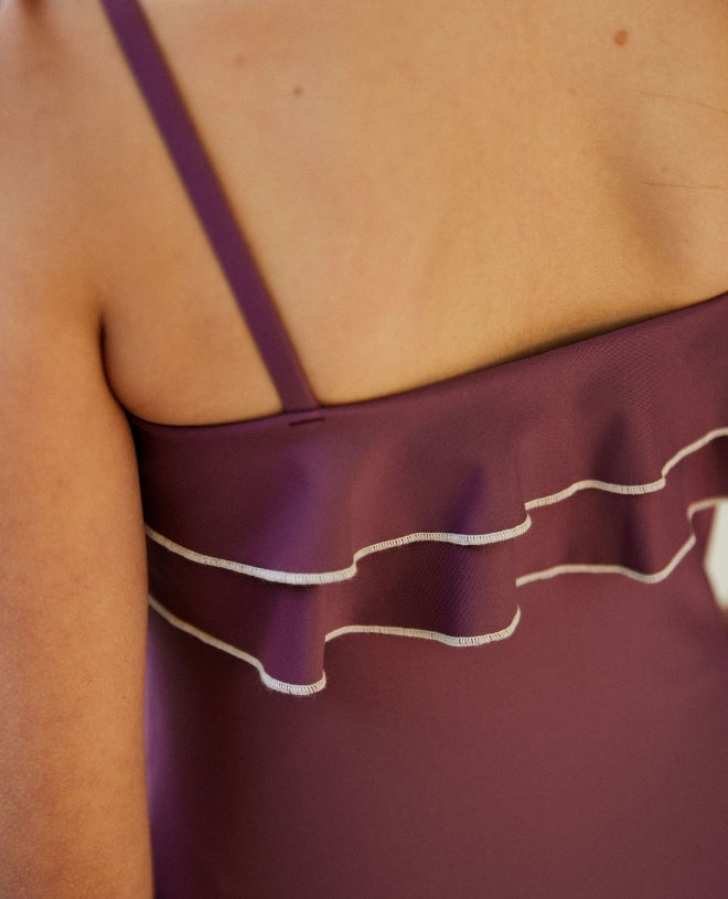 Maillot de bain une pièce anti-uv Fantine couleur pourpre pour fille et bébé de Canopea
