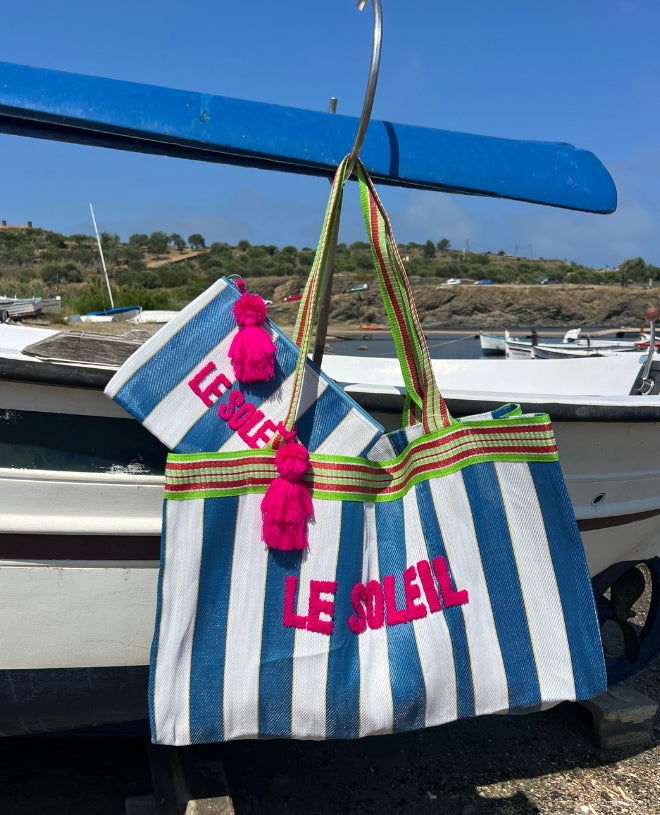 Sac de Plage et pochetteLe Soleil à rayures Canopea