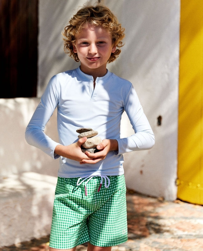 Maillot de bain short garçon vichy grass de Canopea