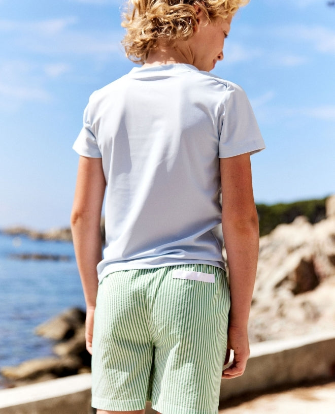 Short de bain anti-UV pour garçon Comporta en grass stripe de CANOPEA